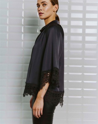 Dagmar WBL Sateen Lace Skjorte - Dark Grey